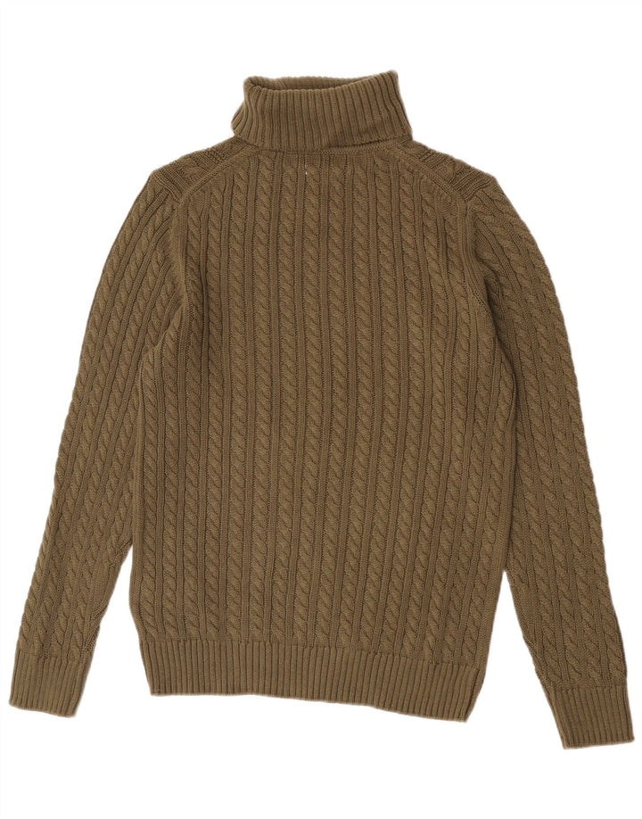 vintage Mens Roll Neck Jumper Pull Moyen Vert Coton