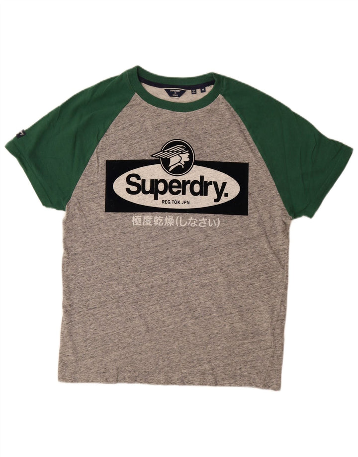 Superdry T-Shirt Graphique Homme Gris Moyen Colourblock Cotton