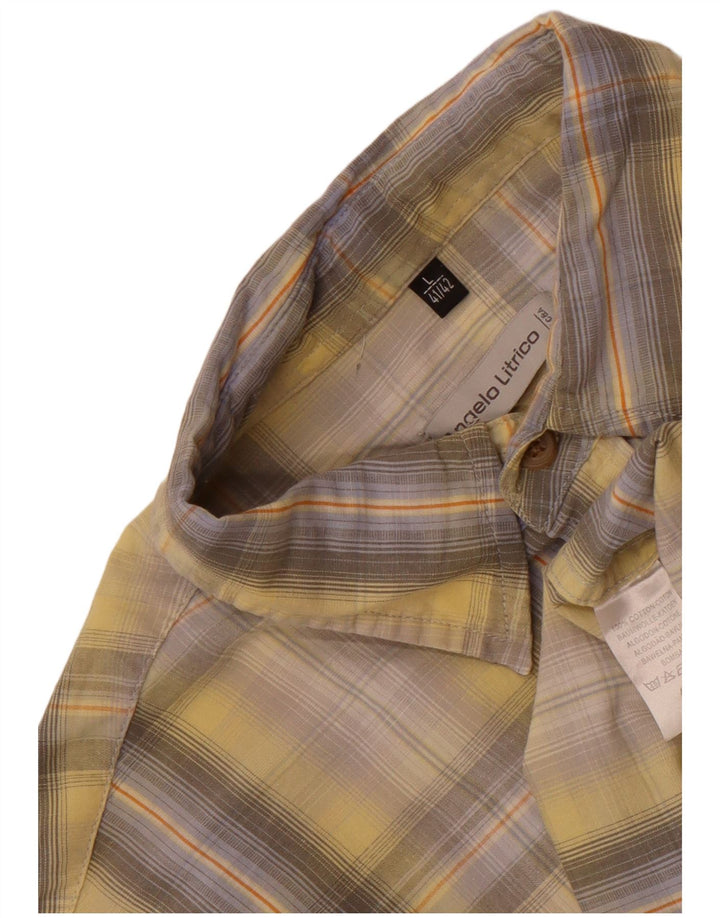 Angelo Litrico Chemise Homme Taille 41/42 Grand Coton à Carreaux Jaune