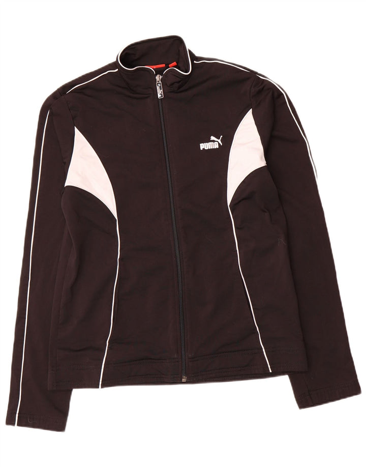 Puma Veste de survêtement pour femme UK 14 Large Noir Colorblock Polyester