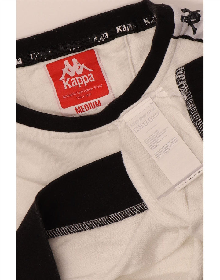 KAPPA Womens Graphic Crop Sweatshirt Jumper UK 14 Medium White Colourblock