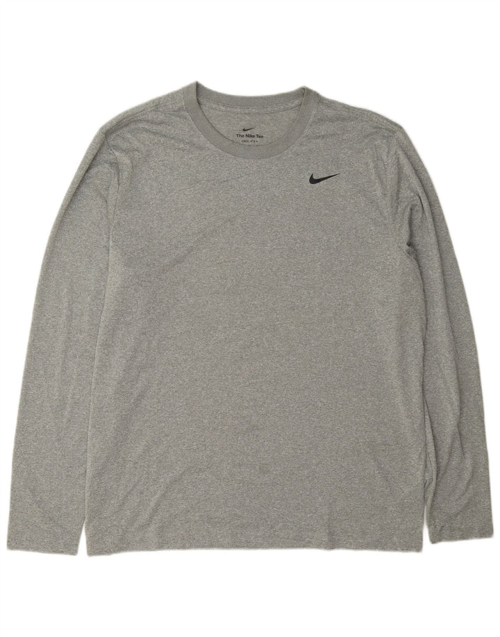 Nike Haut Dri Fit à manches longues pour homme XL Gris chiné Polyester
