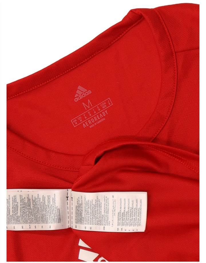 Adidas Homme Aeroready T-Shirt Top Rouge Moyen Polyester Colorblock