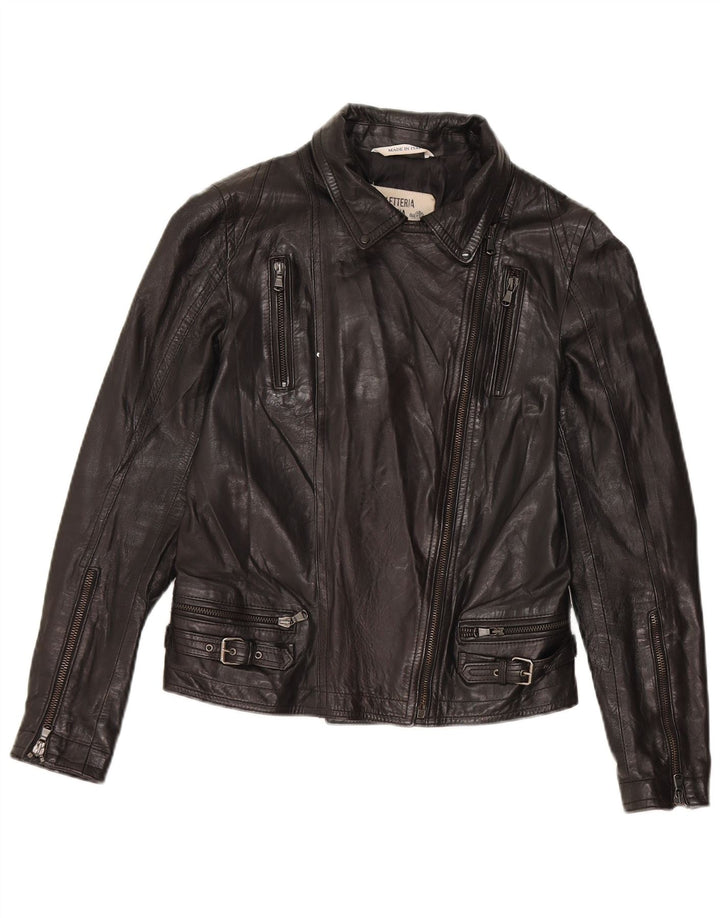 Bayside Veste de motard en cuir pour femme IT 44 Cuir noir moyen