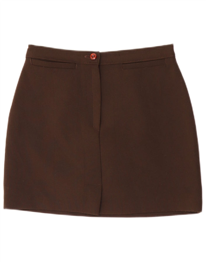 vintage Femme Mini Jupe Moyen W28 Marron Polyester