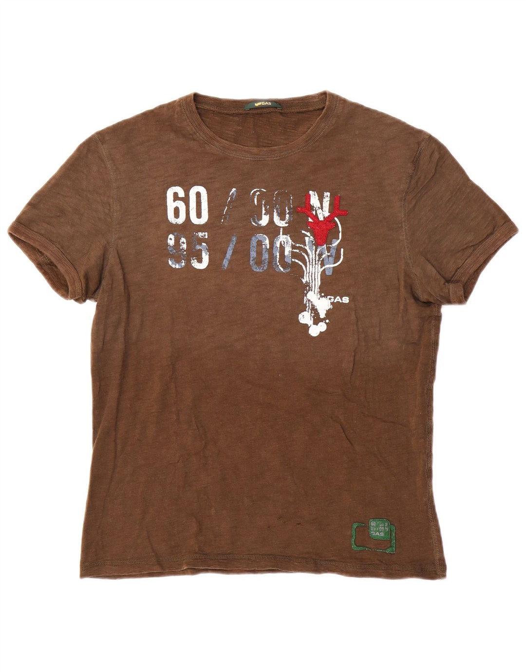 Gas T-Shirt Graphique Homme Marron Moyen Coton