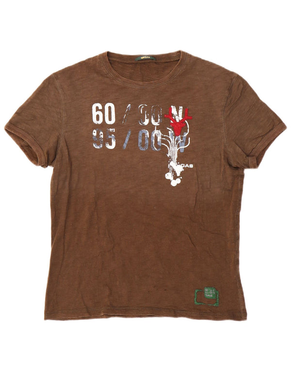 Gas T-Shirt Graphique Homme Marron Moyen Coton