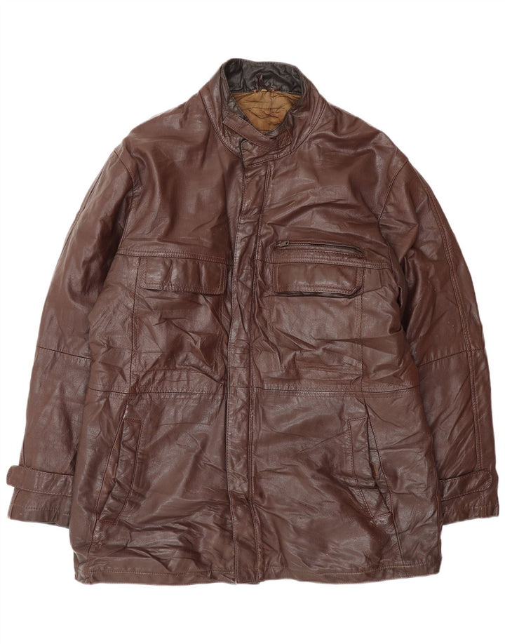 veste en cuir homme vintage IT 52 XL Marron