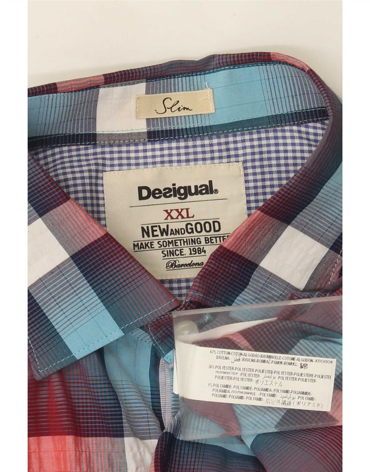Desigual Chemise Slim 2XL Coton à Carreaux Multicolore Homme