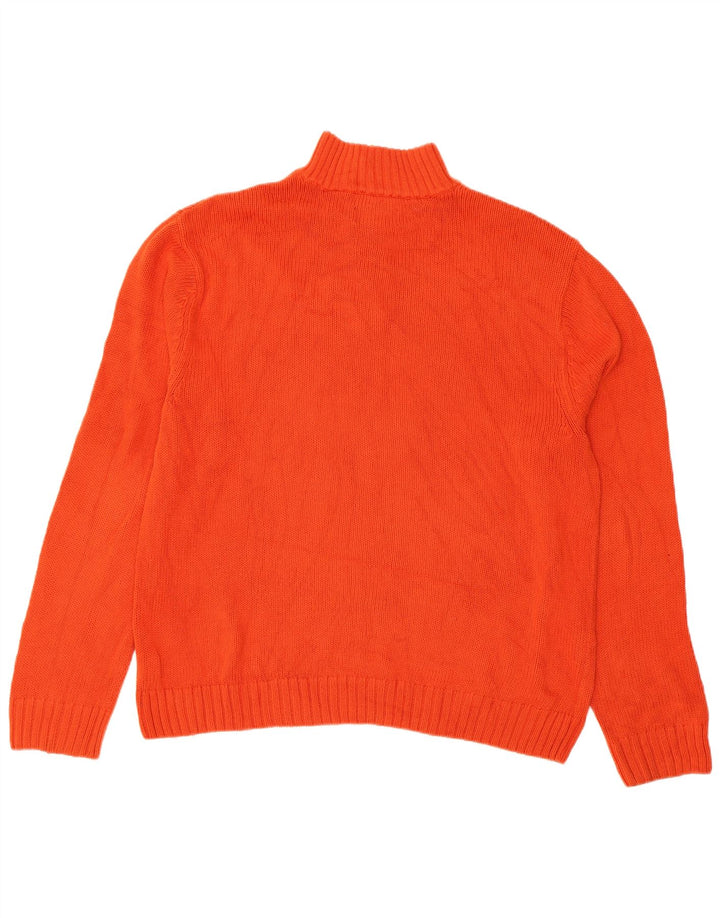 CHAPS Pull Col Zippé Homme XL Orange Coton