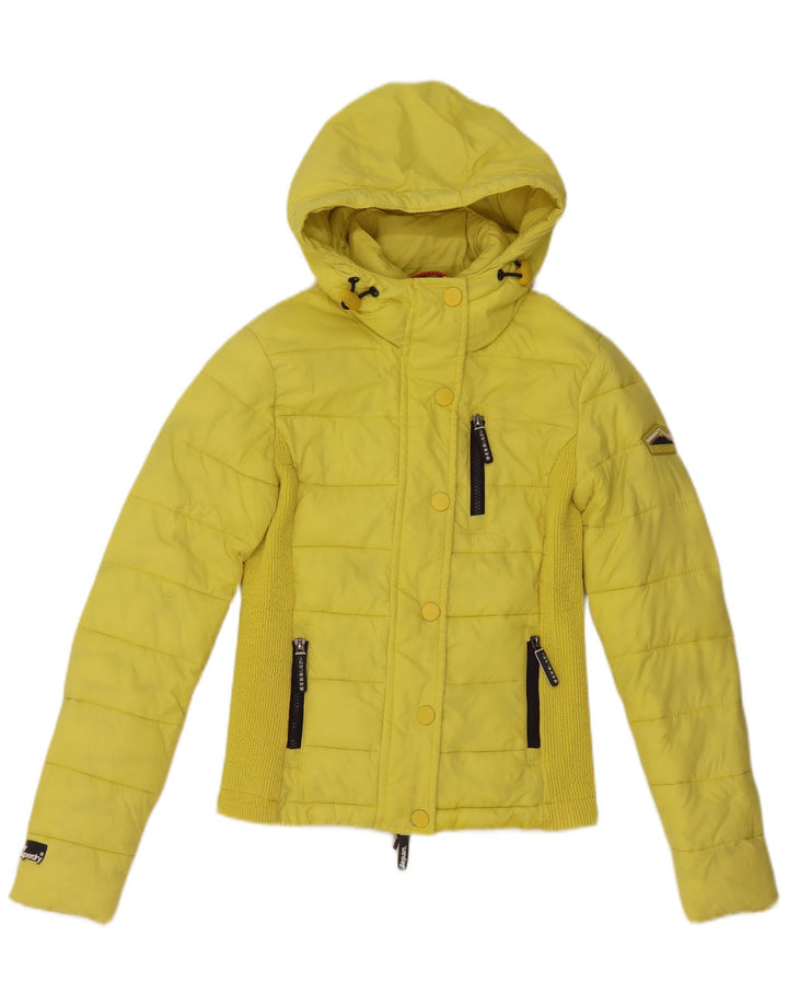 SUPERDRY Veste matelassée à capuche pour femme UK 14 Nylon jaune moyen