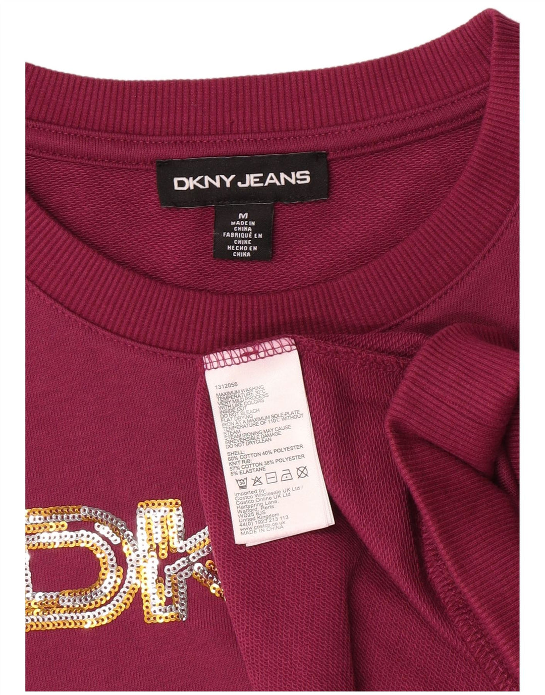 Dkny Sweat-shirt graphique pour femme UK 14 en coton violet moyen