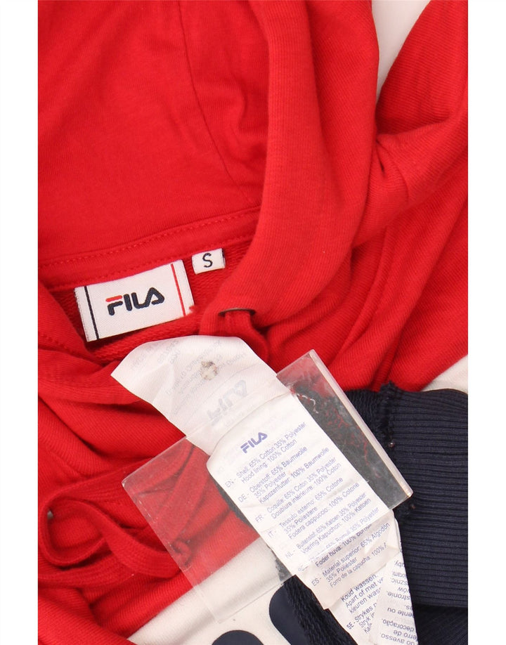FILA Pull à capuche graphique pour femme UK 10 Small Multicolore Colourblock