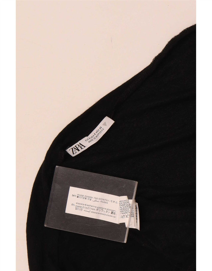 Zara Femme Top Manches Longues UK 8 Small Noir Modal