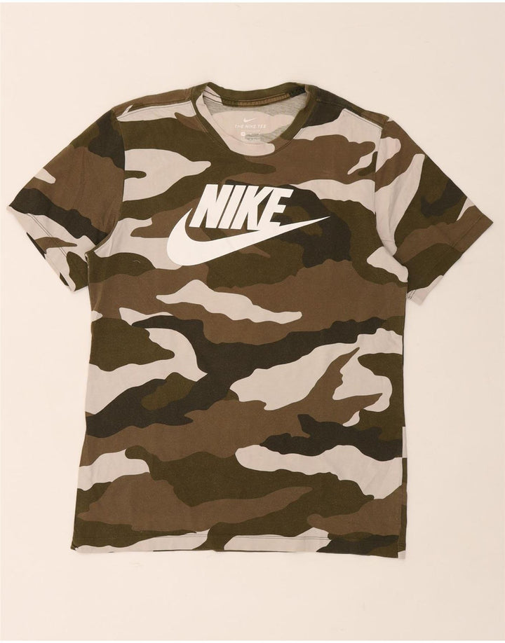 NIKE Homme T-Shirt Graphique Haut Kaki Camouflage Coton