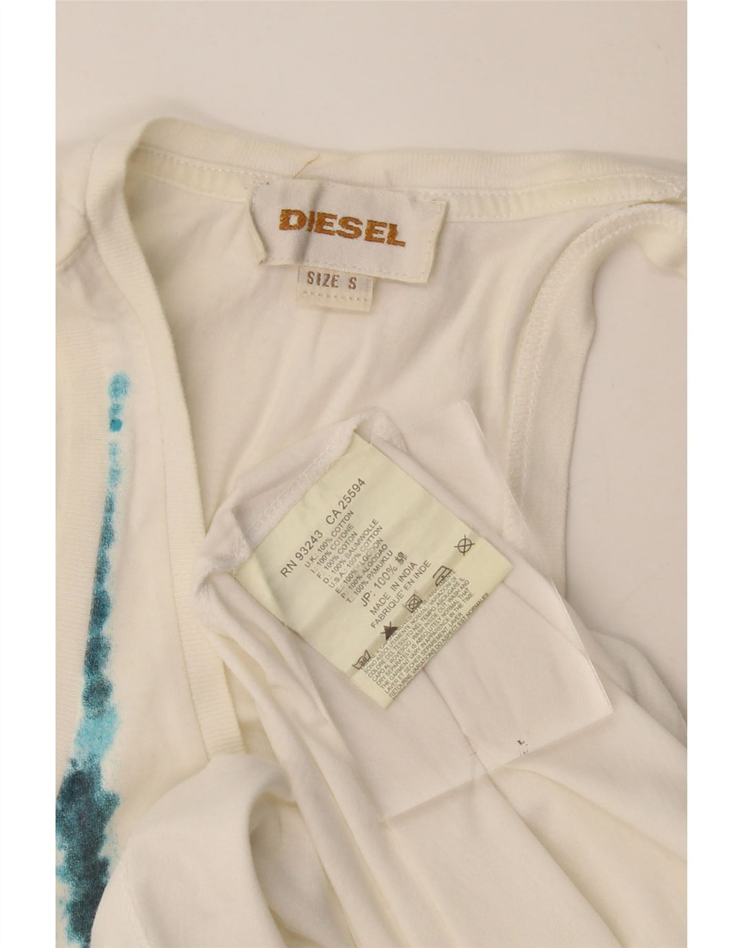 Diesel Débardeur Femme UK 10 Petit Coton Blanc