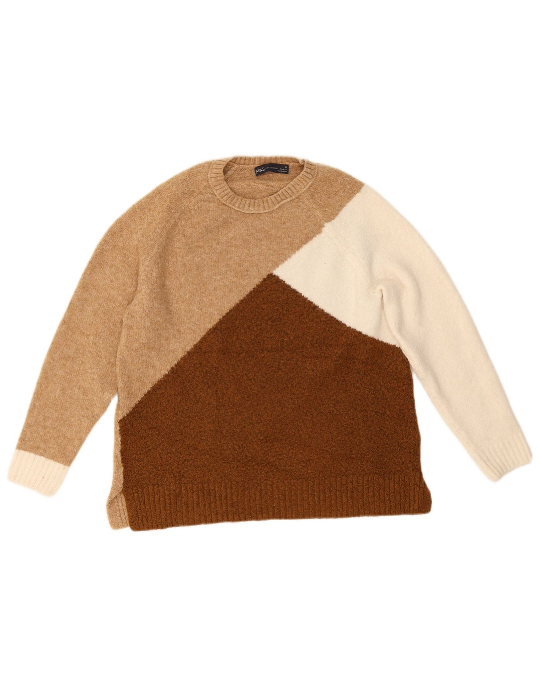 Marks & Spencer Pull à col rond pour femme UK 12 Marron moyen