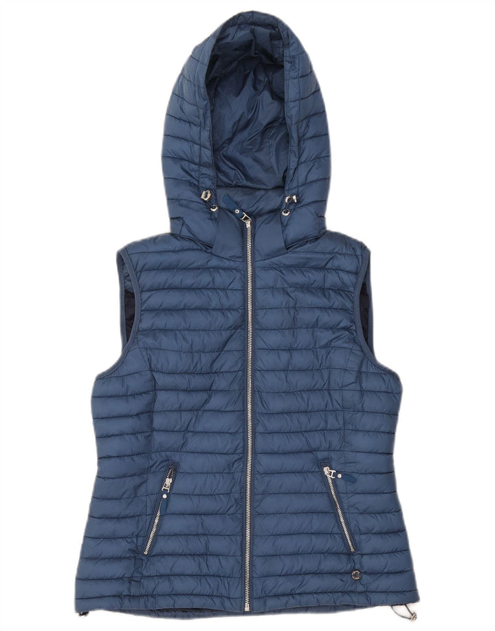 Massimo Dutti Gilet rembourré à capuche pour femme UK 12 Bleu moyen Polyester