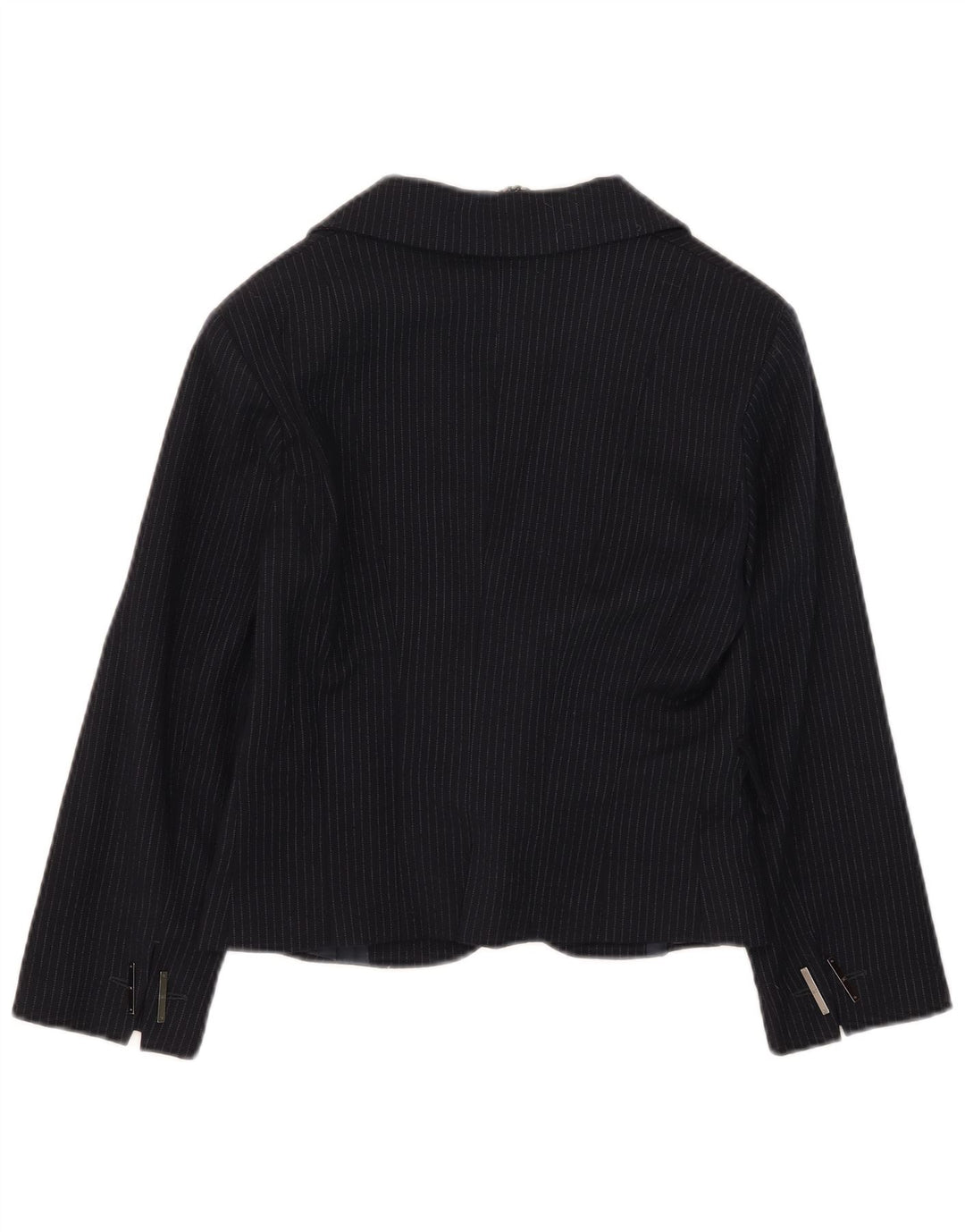 Celyn B Veste blazer courte ouverte pour femme IT 46 en laine à fines rayures bleu marine