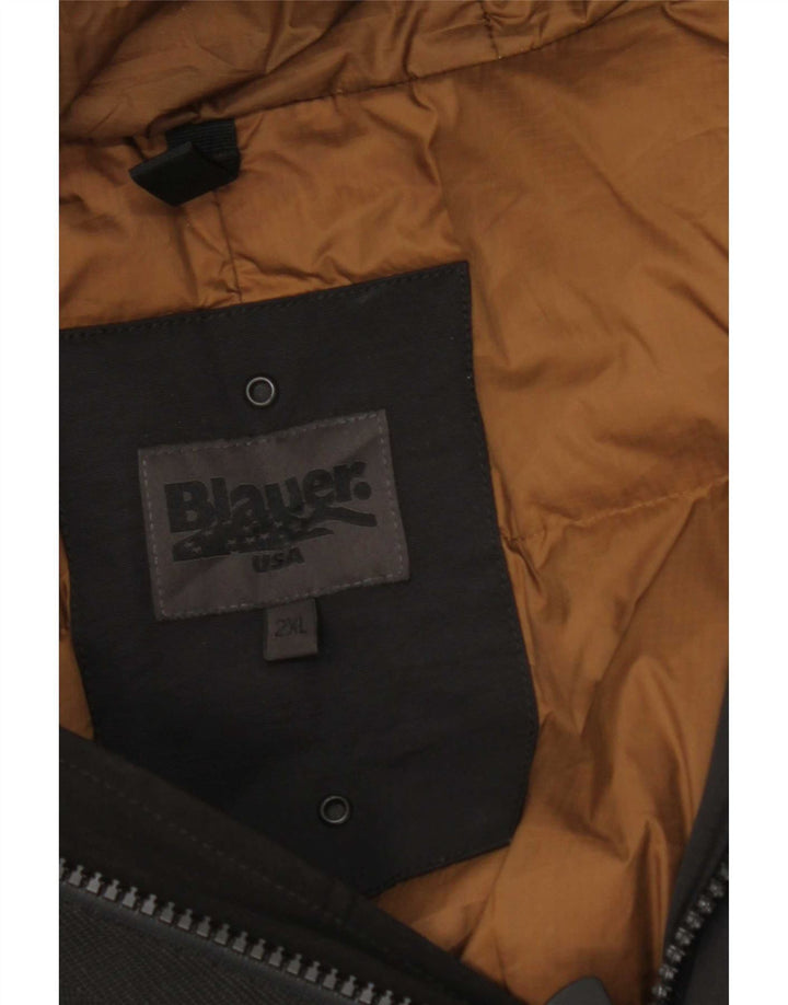 Blauer Manteau matelassé à capuche pour homme UK 44 2XL Noir Polyester