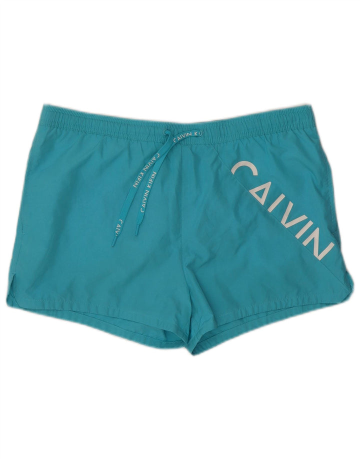 Calvin Klein Short de bain graphique pour homme, grand bleu plage