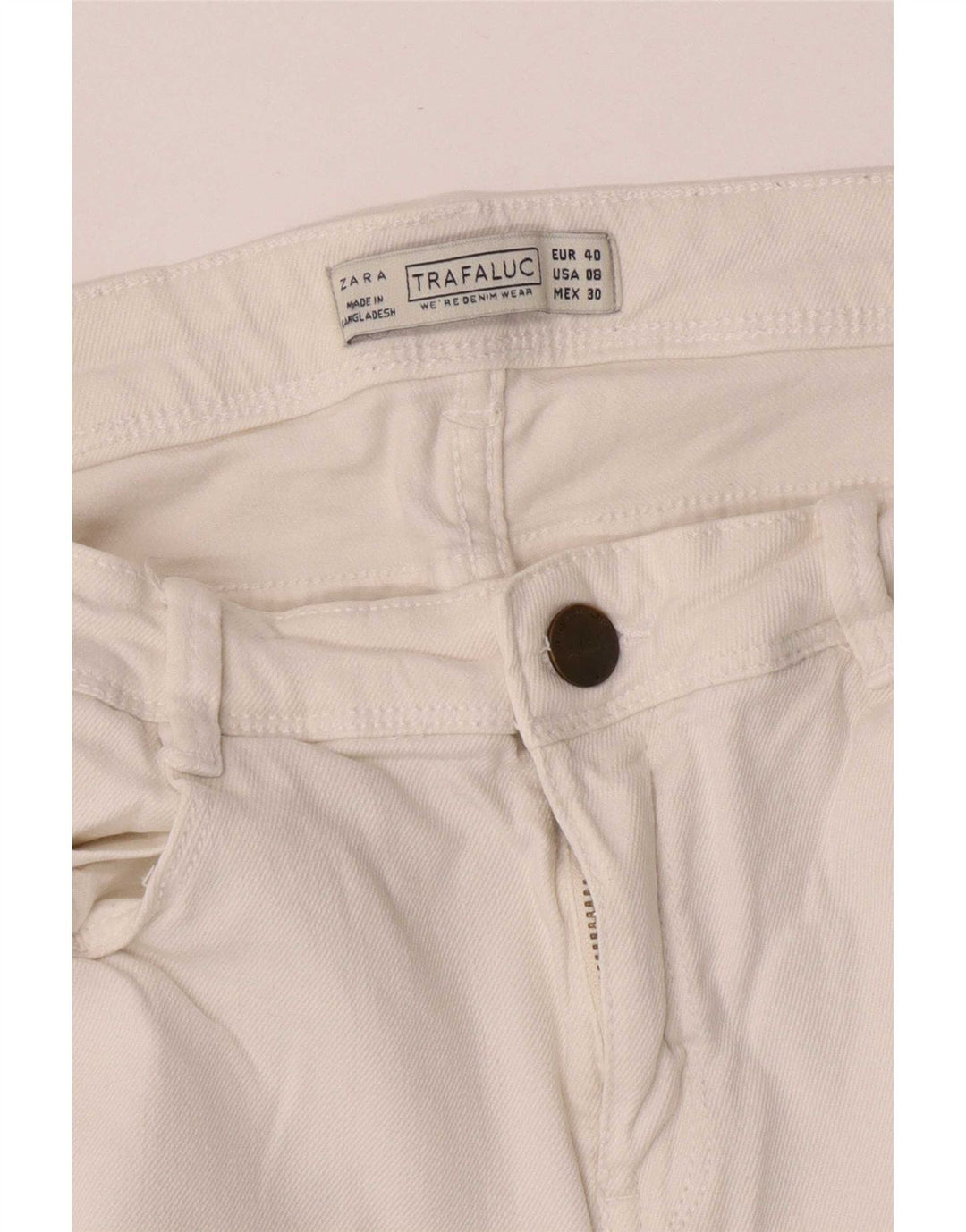 Zara Femme Trafaluc Jean Court EU 40 Moyen W30 L23 Blanc