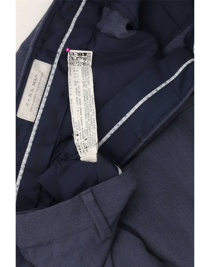 Zara Pantalon Chino Slim Homme EU 44 Large W34 L31 Bleu Polyester
