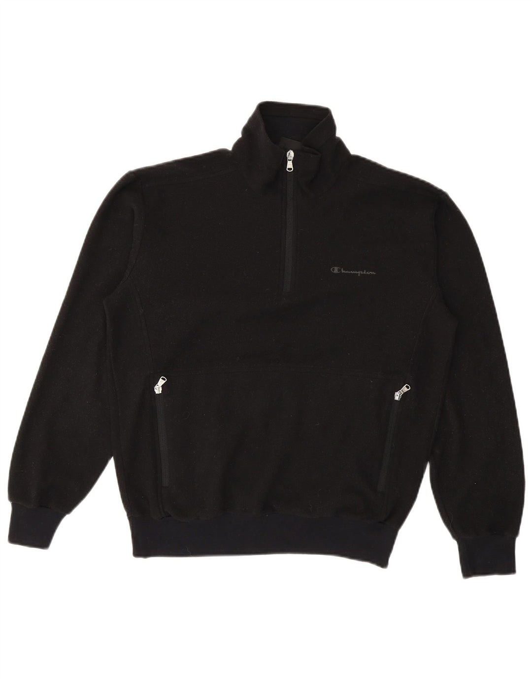 Champion Pull polaire à col zippé pour femme UK 14 Medium Noir Polyester