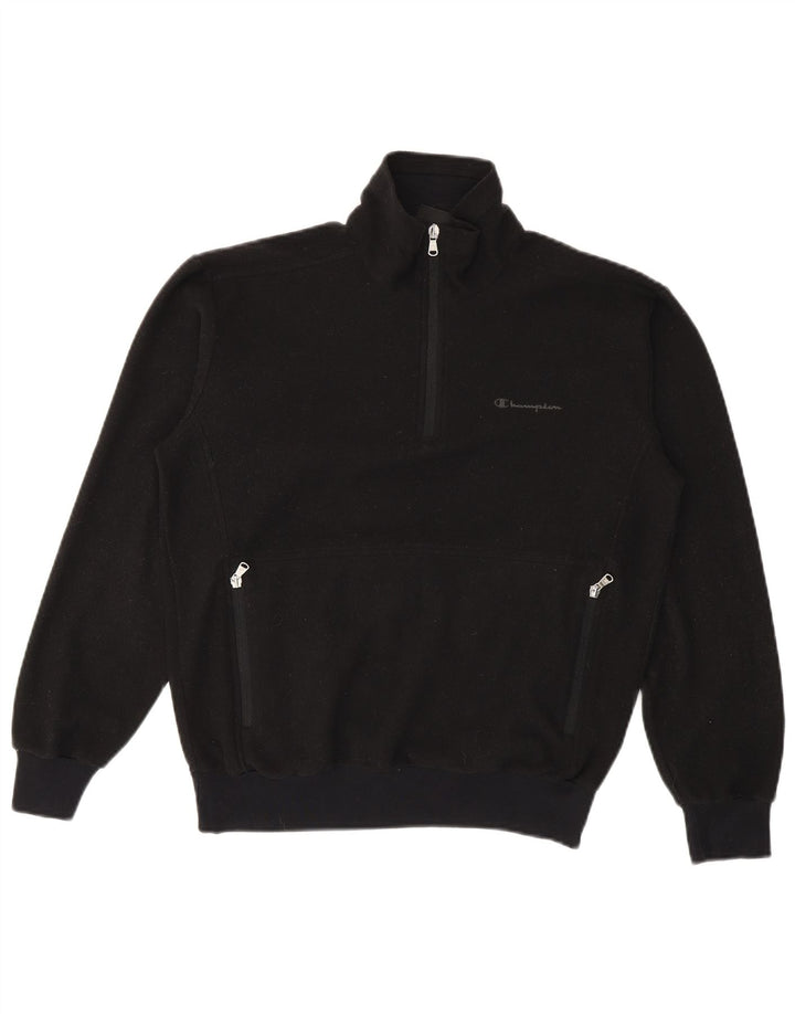 Champion Pull polaire à col zippé pour femme UK 14 Medium Noir Polyester