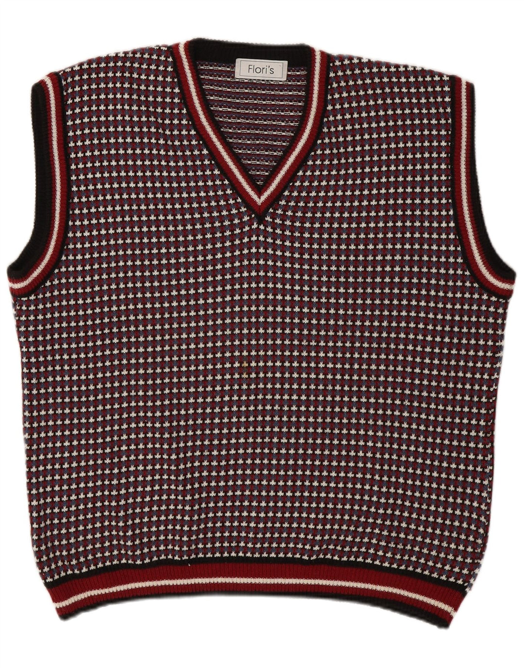vintage Mens Vest Tank Top XL Multicolore Géométrique Coton