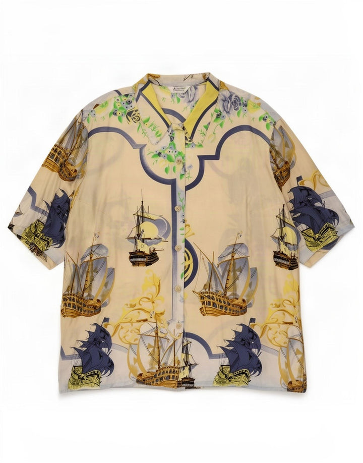 Antonette Chemisier graphique surdimensionné pour femme EU 44 XL Beige Nautique