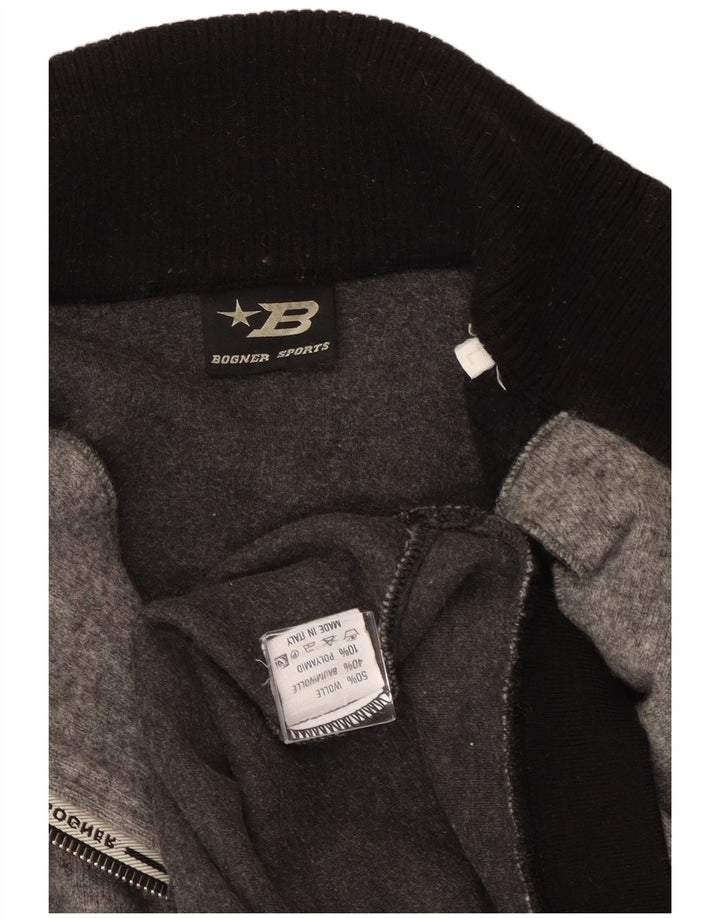 Bogner Pull Graphique à Col Zippé pour Homme en Laine Colorblock Gris Large