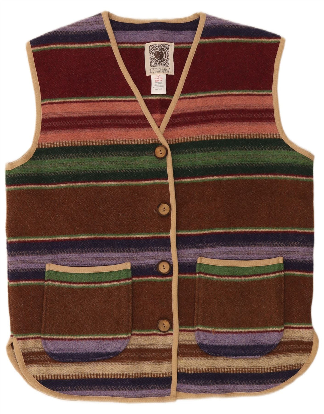 CIVILIAN Pull cardigan surdimensionné pour femme UK 14 Large Multicolore