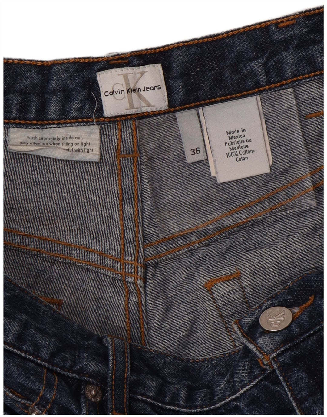 CALVIN KLEIN Jean Droit Homme W36 L31 Bleu Coton