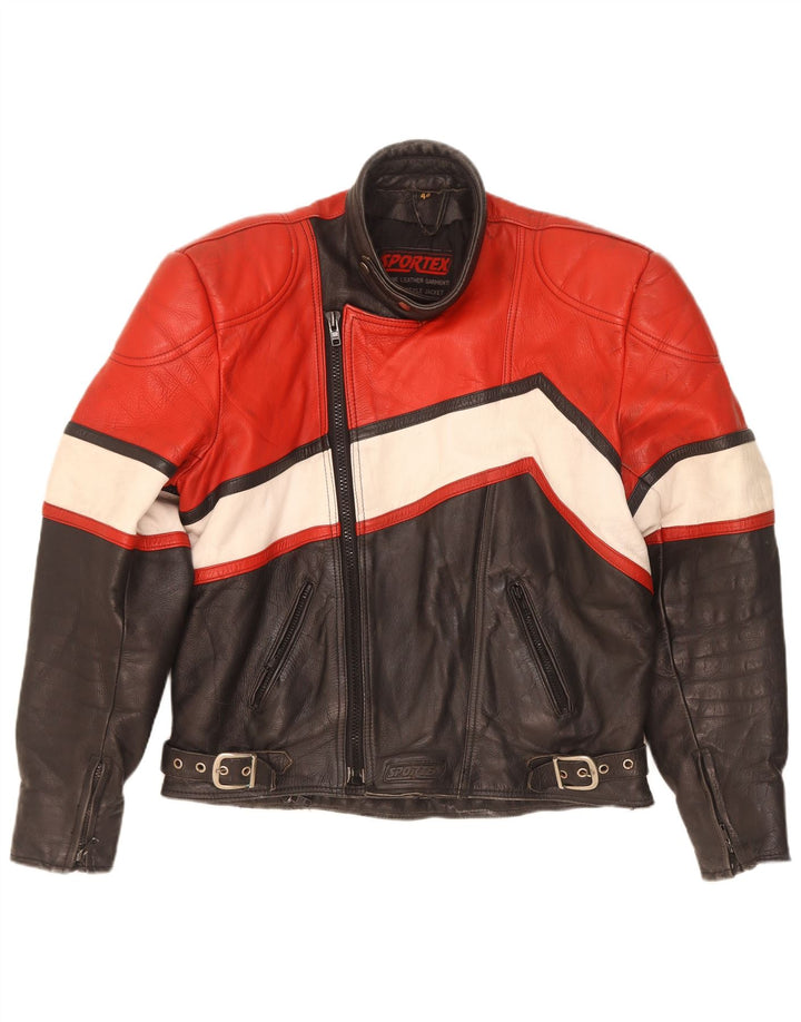 Sportex Veste Racer Homme IT 44 XS Cuir Colorblock Noir