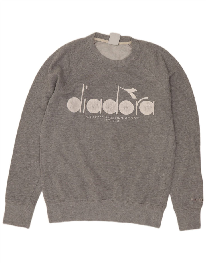 DIADORA Pull Sweat Graphique Homme Gris Moyen Coton