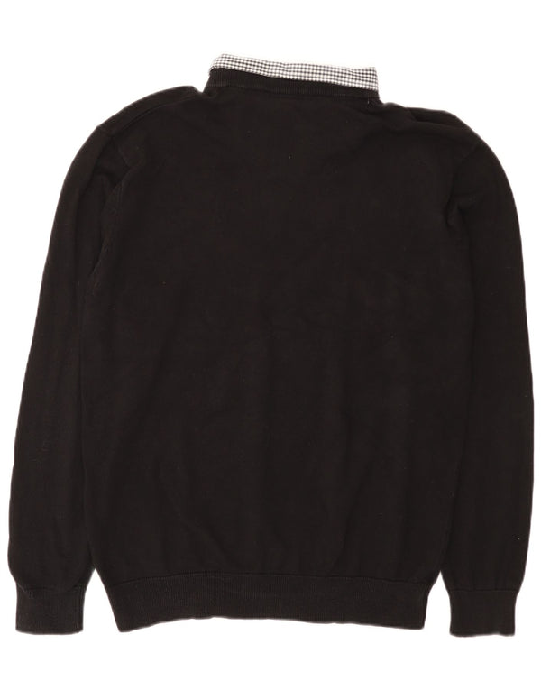 Pierre Cardin Pull col V pour homme en coton noir Large