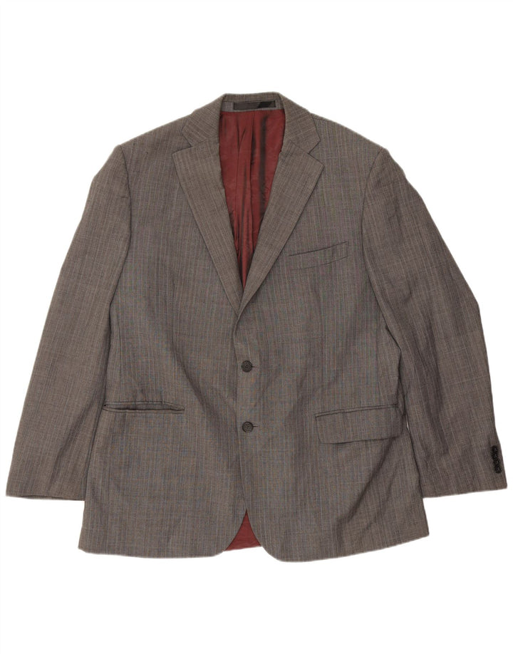Marks & Spencer Veste blazer à 2 boutons pour homme UK 44 XL en laine à chevrons gris