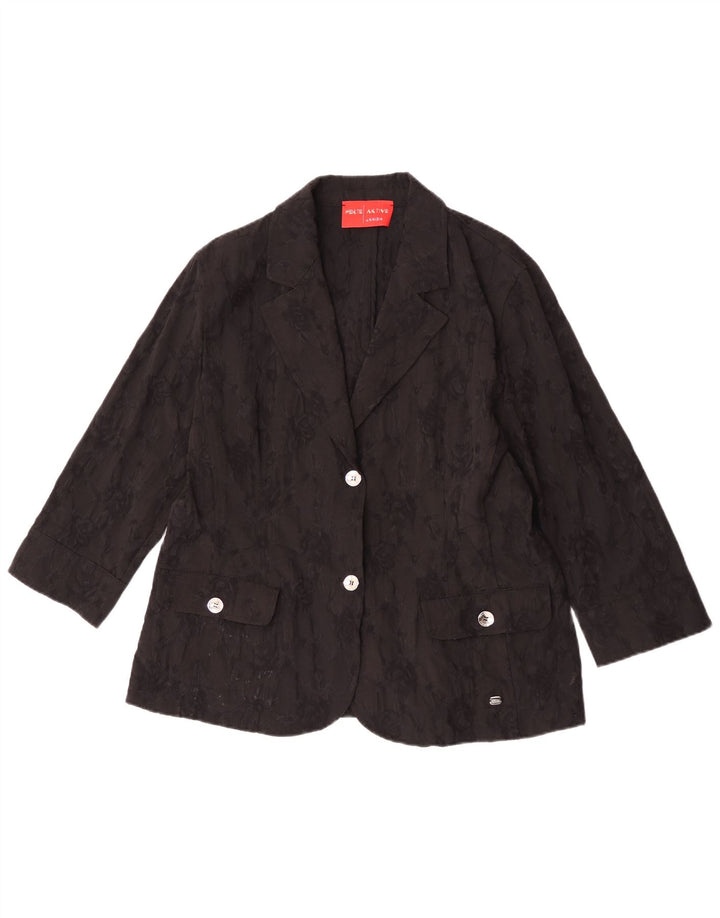 Perte by Krizia Veste blazer à 2 boutons pour femme Taille 25 Grand Noir Floral