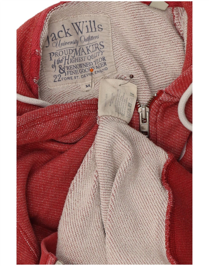 JACK WILLS Pull à Capuche Graphique Zippé Homme Rouge Moyen Coton