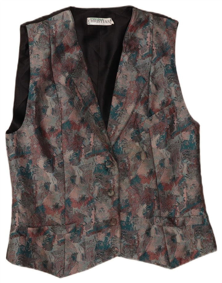 Christian Gilet Femme IT 46 Large Multicolore Moucheté