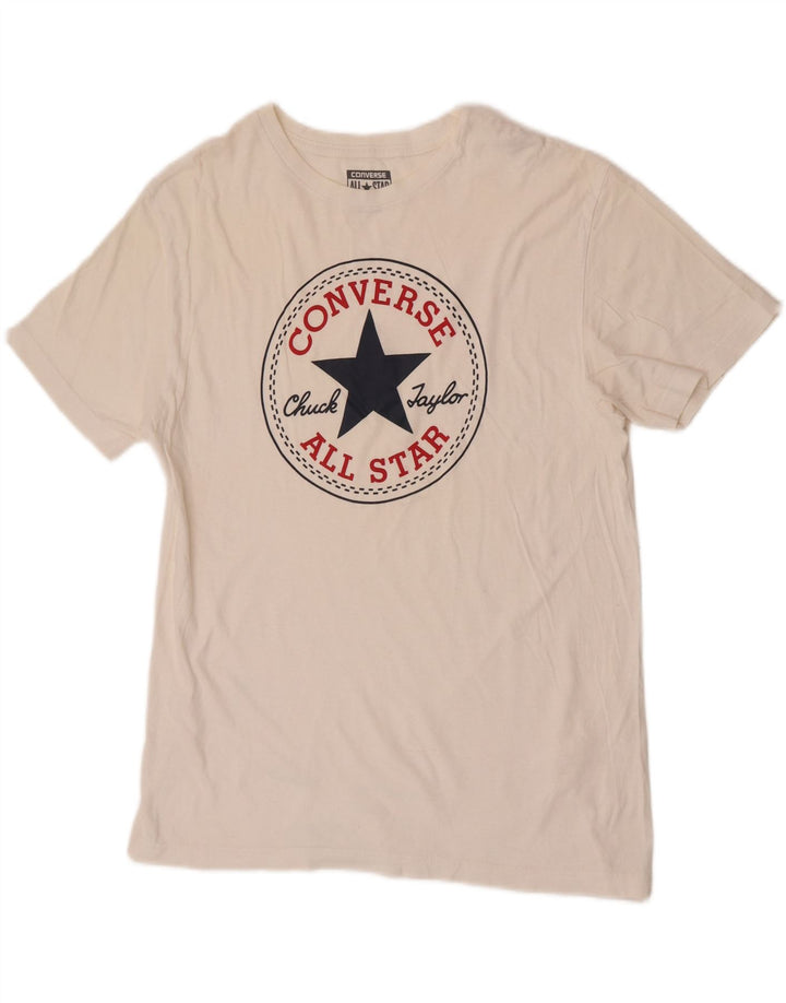 Converse T-Shirt Graphique Homme Petit Blanc Cassé Coton