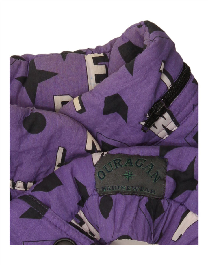 vintage Mens Bomber Jacket UK 40 Grand Violet Géométrique