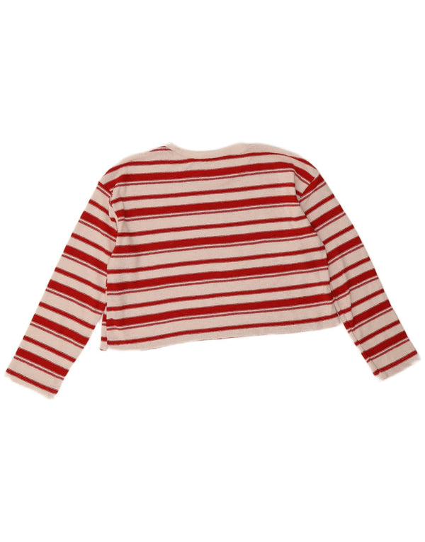 Zara Pull court à col bateau pour femme UK 14 Medium Blanc rayé