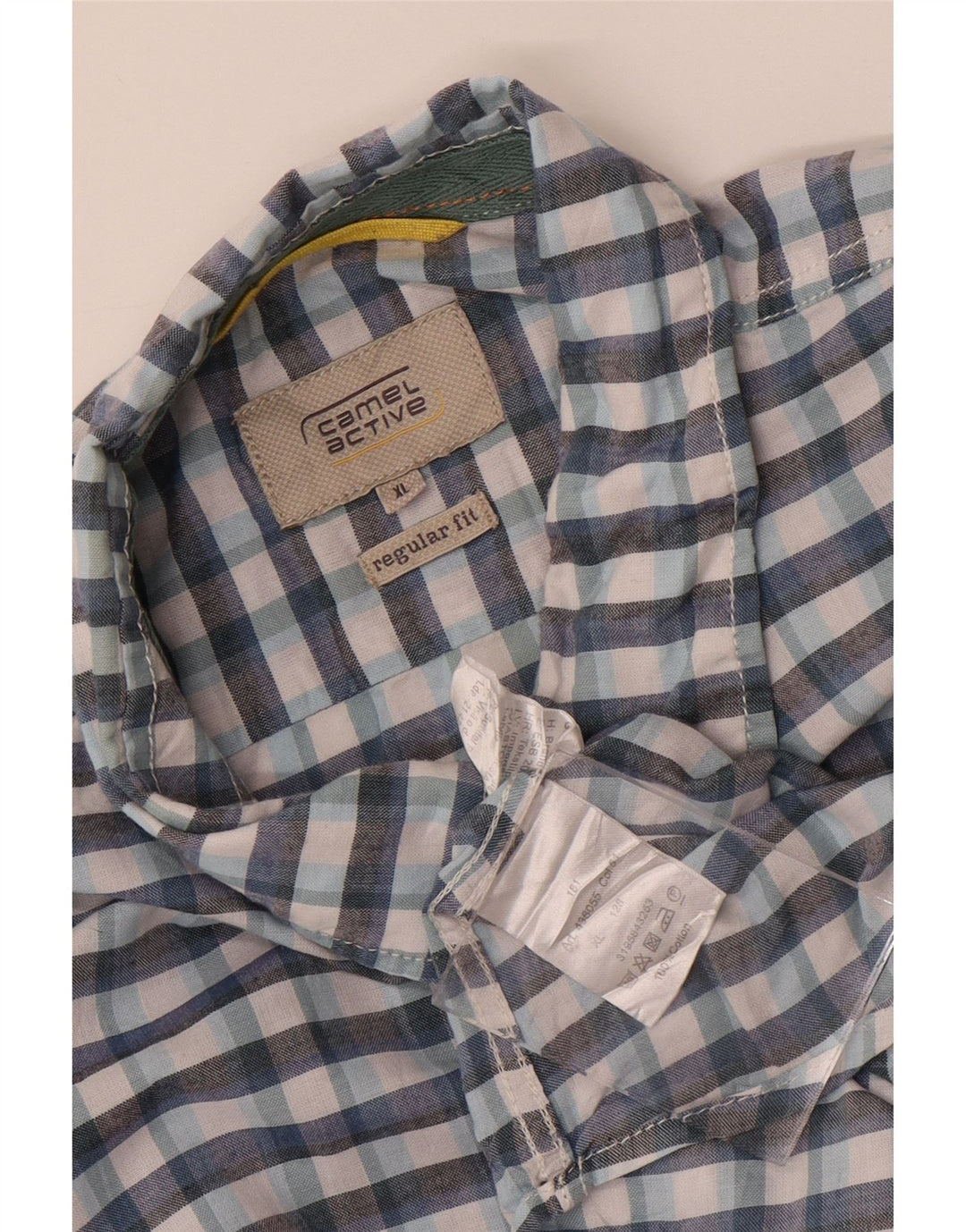 Camel Active Chemise à manches courtes pour homme Coupe régulière XL Bleu à carreaux en coton