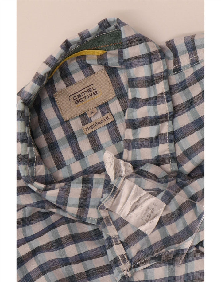 Camel Active Chemise à manches courtes pour homme Coupe régulière XL Bleu à carreaux en coton