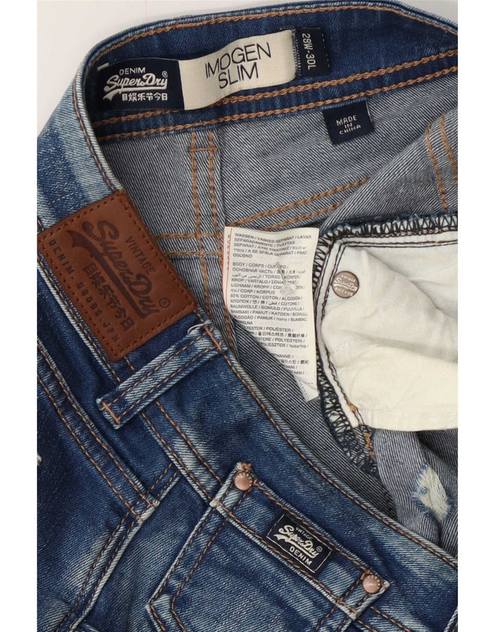 Superdry Jean Slim Imogen Distressed Femme W28 L30 Bleu Coton