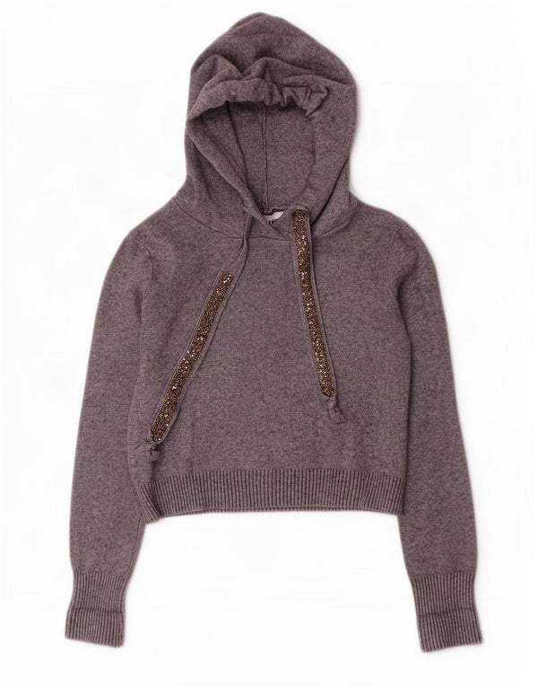 Zara Pull court à capuche pour femme UK 10 Petit Gris