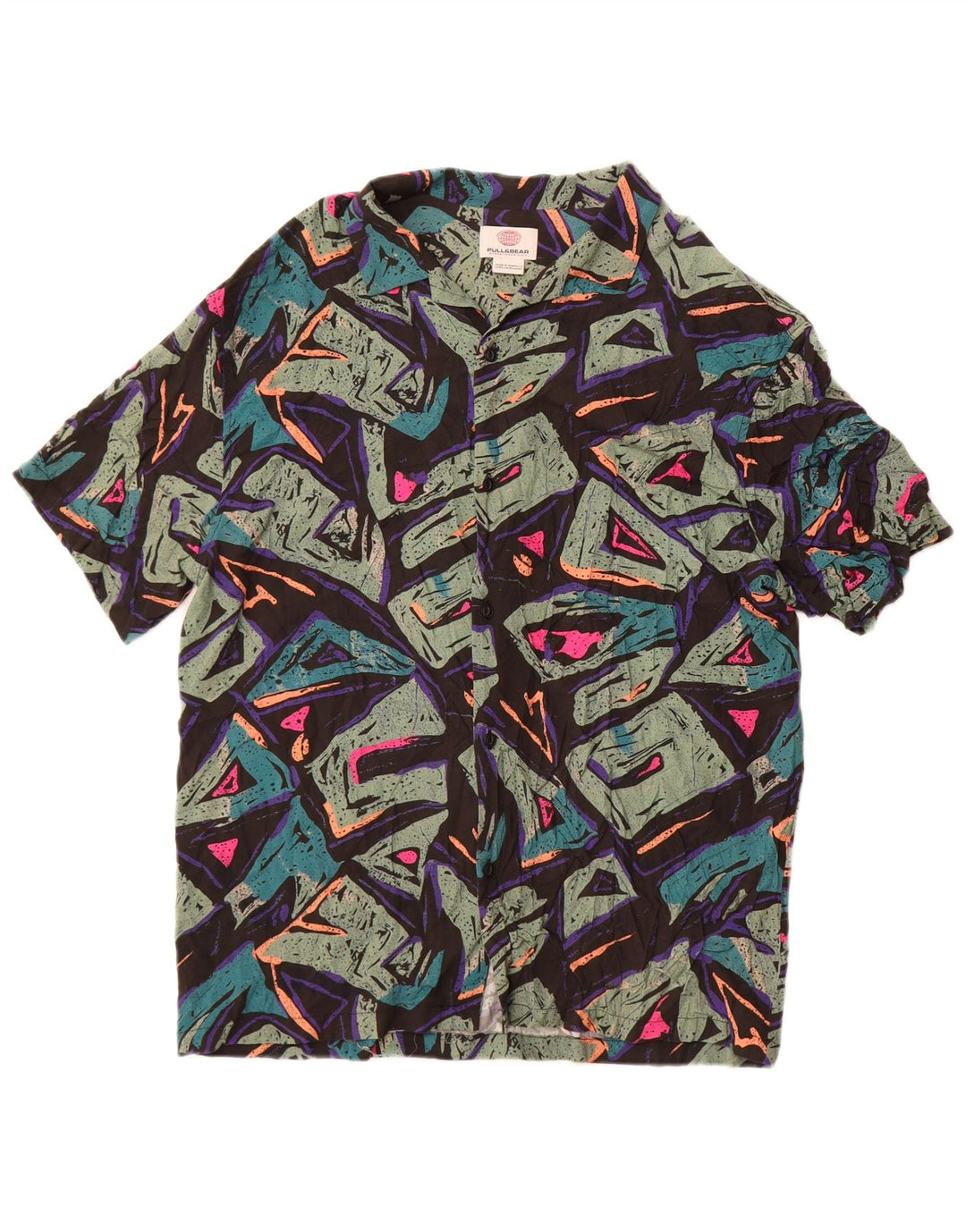 Pull & Bear Chemise à Manches Courtes Homme XL Multicolore Géométrique Viscose