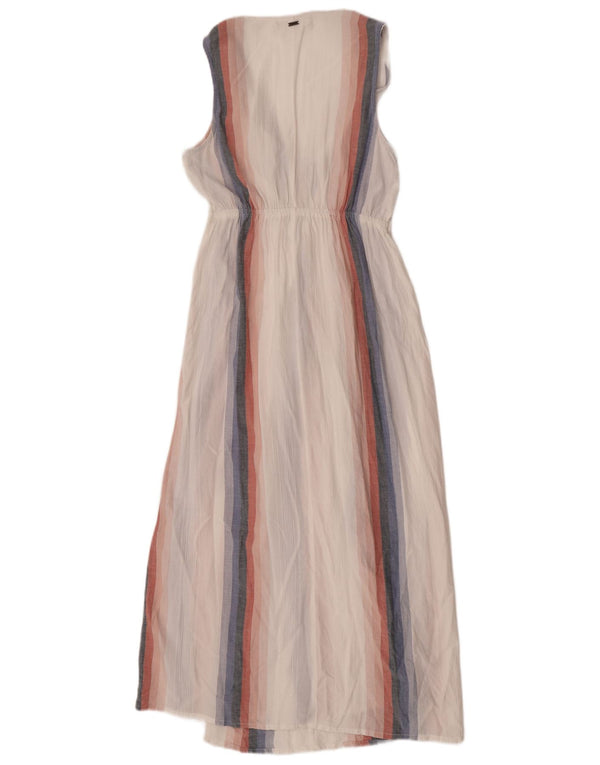 O'Neill Robe longue sans manches pour femme UK 10 Petite viscose rayée blanche